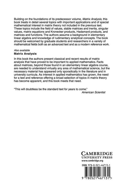 Produktbild: Topics in Matrix Analysis