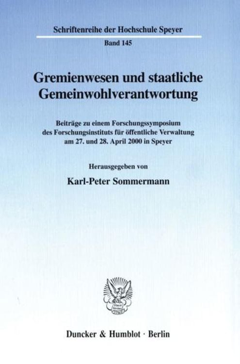Produktbild: Gremienwesen und staatliche Gemeinwohlverantwortung.