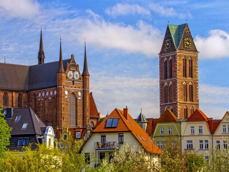 Produktbild: CALVENDO Puzzle Wismars Stadtkirchen St. Georgen und St. Marien | 1000 Teile Lege-Gr&ouml;&szlig;e 64x48cm Foto-Puzzle f&uuml;r gl&uuml;ckliche Stunden