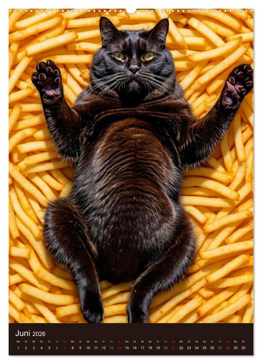 Produktbild: FETTE KATZEN - Foodporn auf vier Pfoten (Wandkalender 2026 DIN A2 hoch), CALVENDO Monatskalender