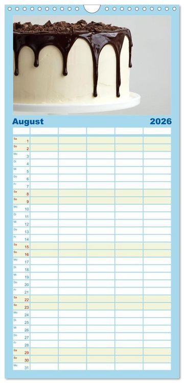 Produktbild: Familienplaner 2026 - K&ouml;stliche Kuchen mit 5 Spalten (Wandkalender, 21 x 45 cm) CALVENDO