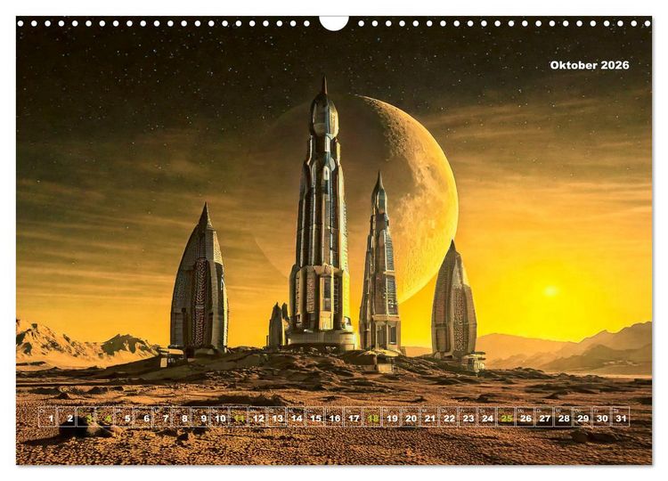 Produktbild: Pionierbauten auf fremden Planeten (Wandkalender 2026 DIN A3 quer), CALVENDO Monatskalender