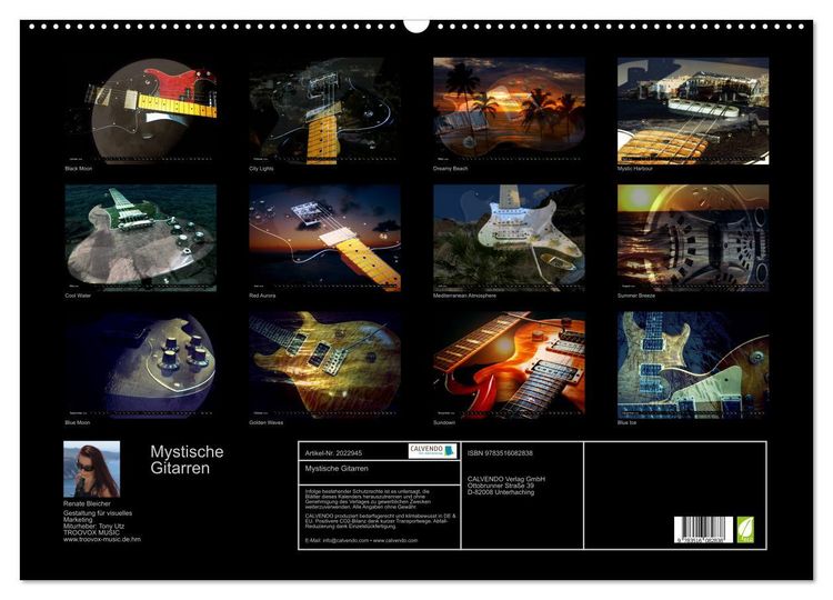 Produktbild: Mystische Gitarren (Wandkalender 2026 DIN A2 quer), CALVENDO Monatskalender