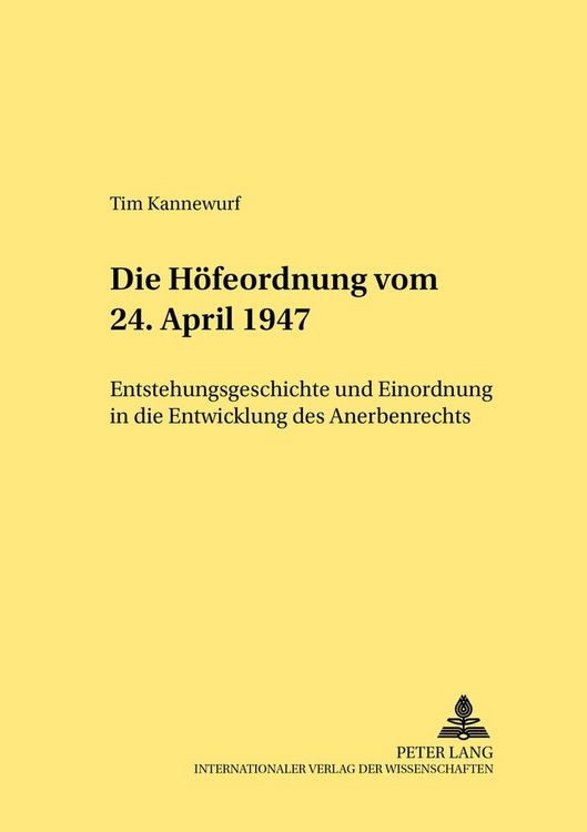 Produktbild: Die H&ouml;feordnung vom 24. April 1947