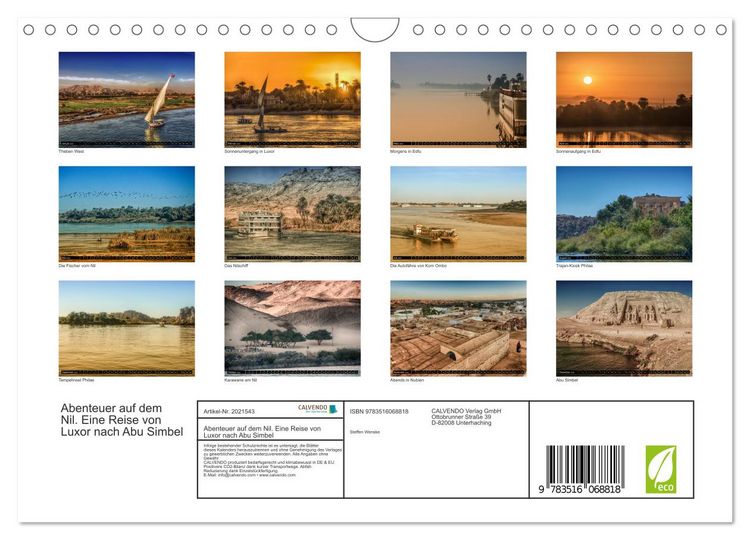 Produktbild: Abenteuer auf dem Nil. Eine Reise von Luxor nach Abu Simbel (Wandkalender 2026 DIN A4 quer), CALVENDO Monatskalender