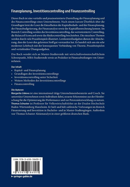 Produktbild: Finanzplanung, Investitionscontrolling und Finanzcontrolling