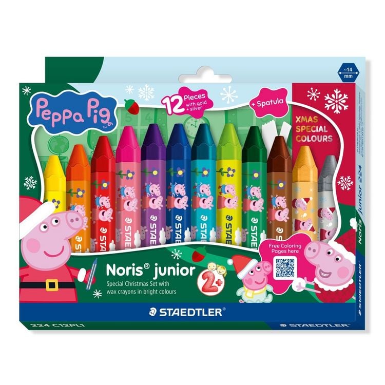Produktbild: STAEDTLER Wachsmalkreiden Wachsmalkreide Promo Peppa 12er Set + Schaber, Weihnachten