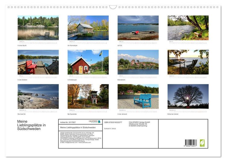 Produktbild: Meine Lieblingspl&auml;tze in S&uuml;dschweden (Wandkalender 2026 DIN A2 quer), CALVENDO Monatskalender