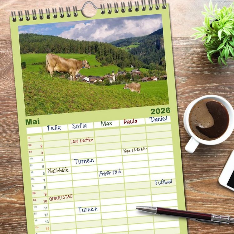 Produktbild: Familienplaner 2026 - Pustertal - Das gr&uuml;ne Tal S&uuml;dtirols mit 5 Spalten (Wandkalender, 21 x 45 cm) CALVENDO