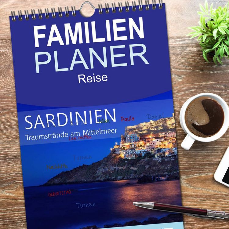 Produktbild: Familienplaner 2026 - Sardinien - Traumstr&auml;nde am Mittelmeer mit 5 Spalten (Wandkalender, 21 x 45 cm) CALVENDO