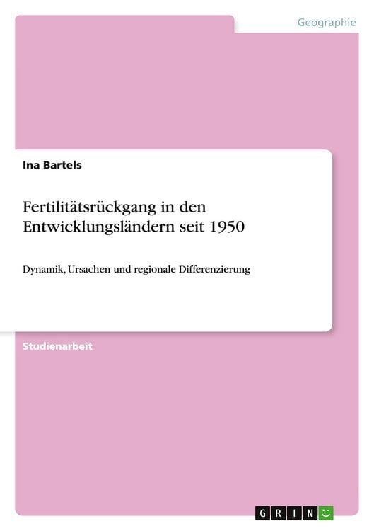 Produktbild: Fertilit&auml;tsr&uuml;ckgang in den Entwicklungsl&auml;ndern seit 1950