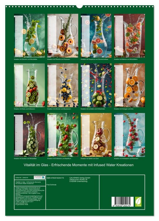 Produktbild: Vitalit&auml;t im Glas - Erfrischende Momente mit Infused Water Kreationen (hochwertiger Premium Wandkalender 2026 DIN A2 hoch), Kunstdruck in Hochglanz