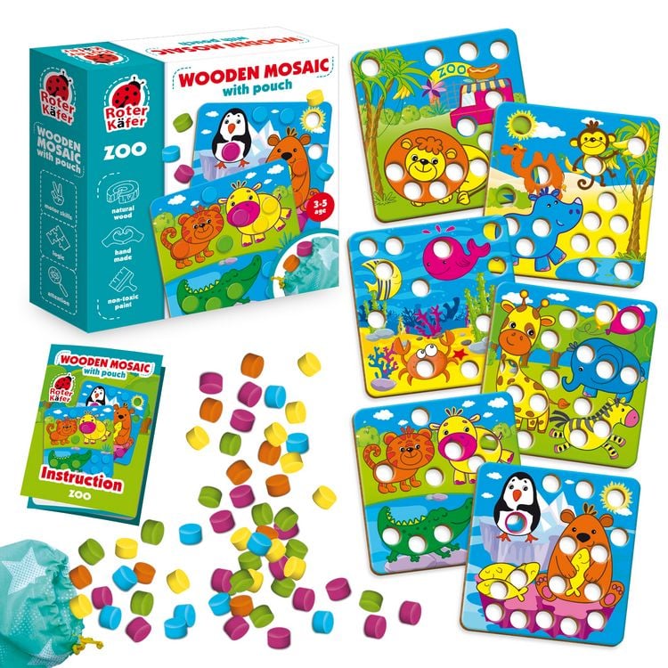 Produktbild: Lernspiel Holz-Mosaik mit Beutel. Zoo RW4004