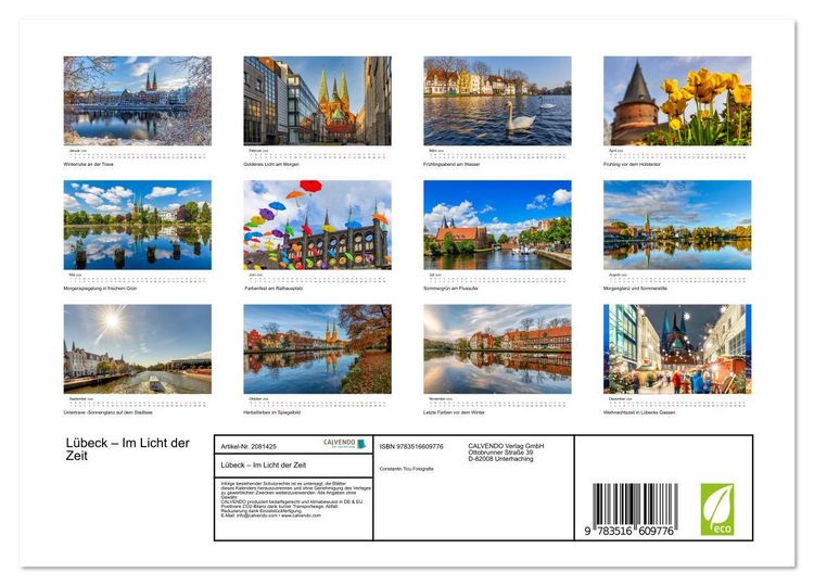 Produktbild: L&uuml;beck &ndash; Im Licht der Zeit (Wandkalender 2026 DIN A4 quer), CALVENDO Monatskalender