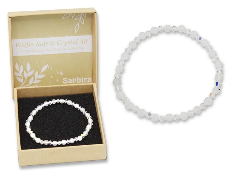 Produktbild: Wei&szlig;e Jade Saphira Edelsteinarmband