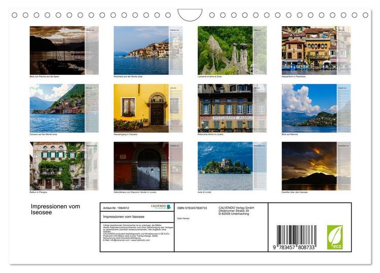 Produktbild: Impressionen vom Iseosee (Wandkalender 2026 DIN A4 quer), CALVENDO Monatskalender