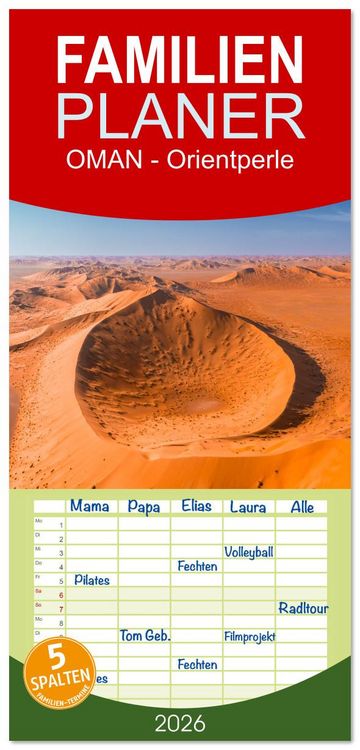 Produktbild: Familienplaner 2026 - OMAN - Orientperle mit 5 Spalten (Wandkalender, 21 x 45 cm) CALVENDO