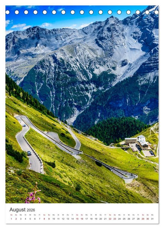 Produktbild: GEBIRGSP&Auml;SSE &Ouml;sterreich - Schweiz - Italien (Tischkalender 2026 DIN A5 hoch), CALVENDO Monatskalender