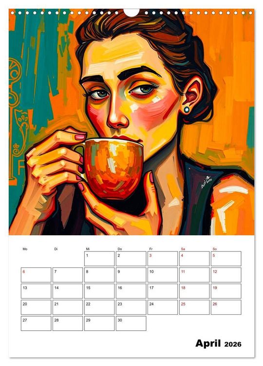 Produktbild: Kaffee trifft Kunst - Aromatische Pinselstriche (Wandkalender 2026 DIN A3 hoch), CALVENDO Monatskalender