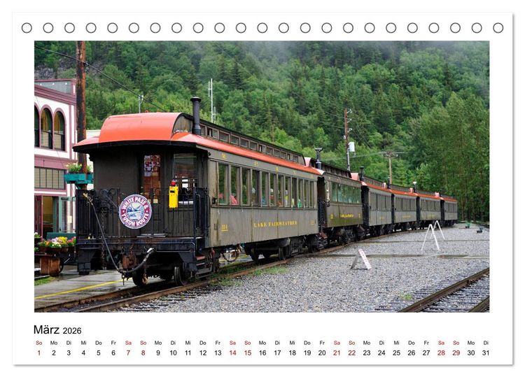 Produktbild: Destination SKAGWAY - Eine legend&auml;re Eisenbahnfahrt in Alaska (Tischkalender 2026 DIN A5 quer), CALVENDO Monatskalender