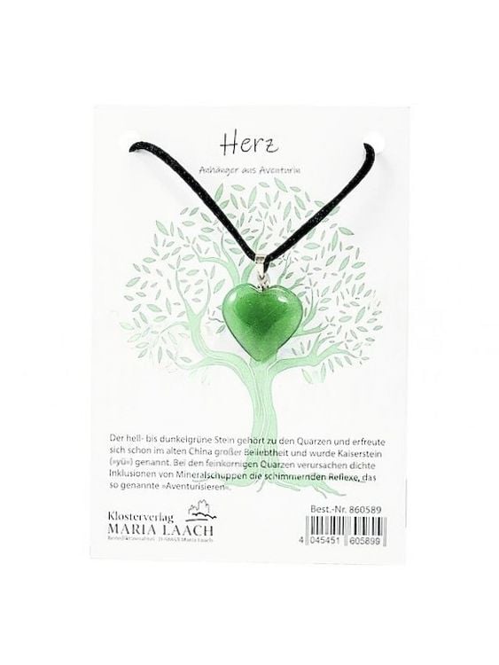 Produktbild: Halsanh&auml;nger Herz Aventurin, 2 cm, mit Schnur auf K&auml;rtchen
