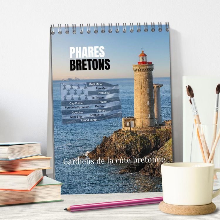 Produktbild: Phares Bretons Gardiens de la c&ocirc;te bretonne (Calendrier de bureau 2026 DIN A5 horizontal), CALVENDO calendrier mensuel