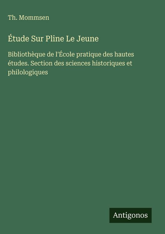 Produktbild: &Eacute;tude Sur Pline Le Jeune