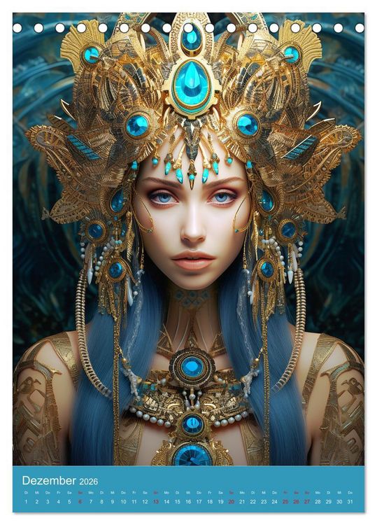 Produktbild: Antike Priesterinnen. Kunstvolle Fantasy-Portraits (Tischkalender 2026 DIN A5 hoch), CALVENDO Monatskalender