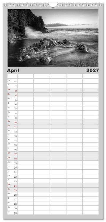 Produktbild: Familienplaner 2027 - Monochrome Wonders mit 5 Spalten (Wandkalender, 21 x 45 cm) CALVENDO