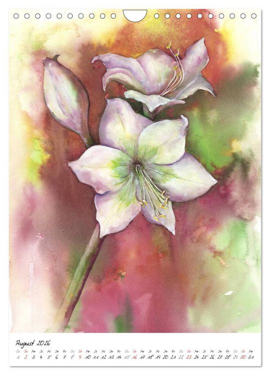 Produktbild: Bl&uuml;tenaquarelle (Wandkalender 2026 DIN A4 hoch), CALVENDO Monatskalender