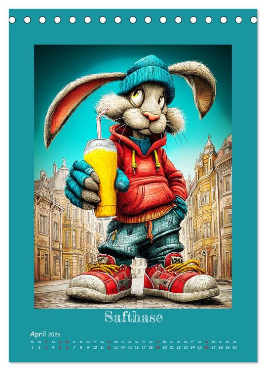 Produktbild: Urban Rabbits. Coole Stadthasen mit Charakter (Tischkalender 2026 DIN A5 hoch), CALVENDO Monatskalender