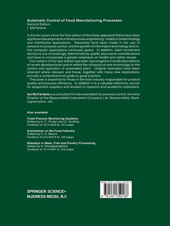 Produktbild: Automatic Control of Food Manufacturing Processes