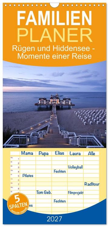 Produktbild: Familienplaner 2027 - R&uuml;gen und Hiddensee - Momente einer Reise mit 5 Spalten (Wandkalender, 21 x 45 cm) CALVENDO