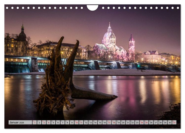 Produktbild: M&uuml;nchen - Lichter der Gro&szlig;stadt (Wandkalender 2026 DIN A4 quer), CALVENDO Monatskalender