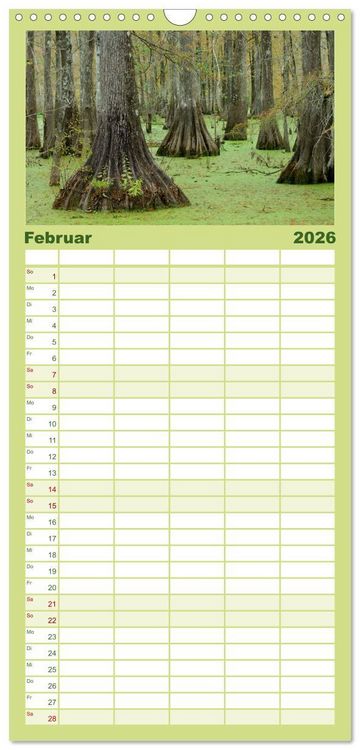 Produktbild: Familienplaner 2026 - Natur Paradies Mississippi Delta mit 5 Spalten (Wandkalender, 21 x 45 cm) CALVENDO