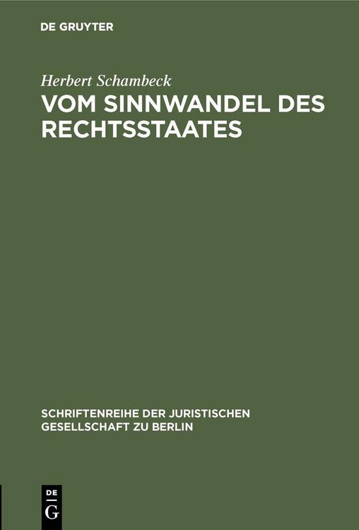Produktbild: Vom Sinnwandel des Rechtsstaates