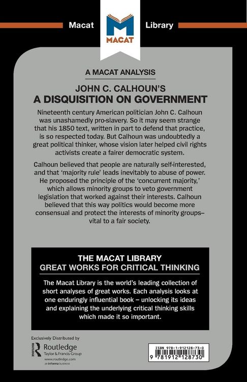 Produktbild: An Analysis of John C. Calhoun's A Disquisition on Government