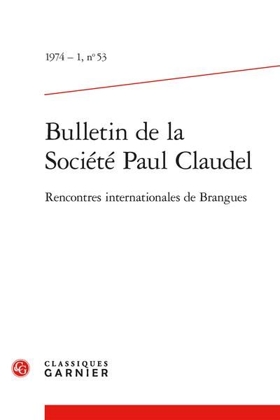 Produktbild: Bulletin de la Societe Paul Claudel; Rencontres Internationales de