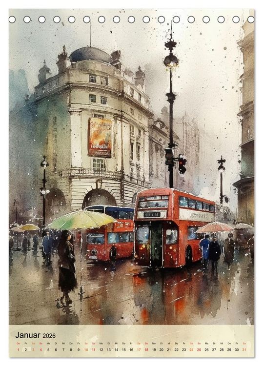 Produktbild: London - ein Regentag (Tischkalender 2026 DIN A5 hoch), CALVENDO Monatskalender