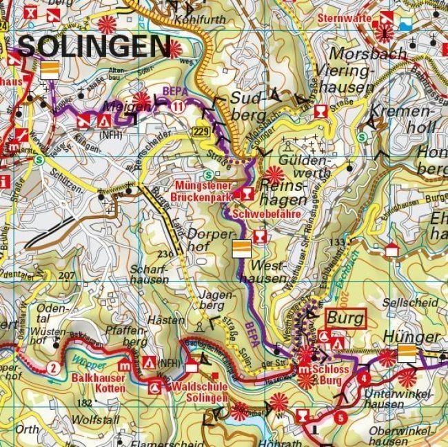 Produktbild: ADFC-Regionalkarte Bergisches Land K&ouml;ln/D&uuml;sseldorf 1:75.000, rei&szlig;- und wetterfest, GPS-Tracks Download