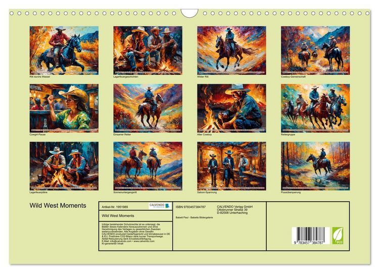 Produktbild: Wild West Moments (Wandkalender 2026 DIN A3 quer), CALVENDO Monatskalender