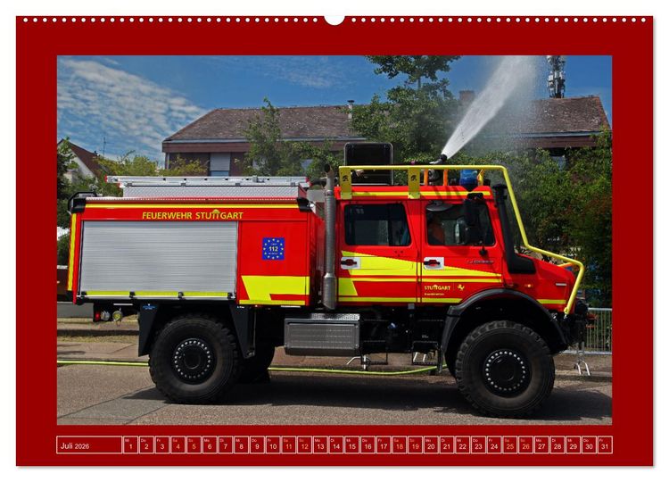 Produktbild: Unimog bei der Feuerwehr (hochwertiger Premium Wandkalender 2026 DIN A2 quer), Kunstdruck in Hochglanz