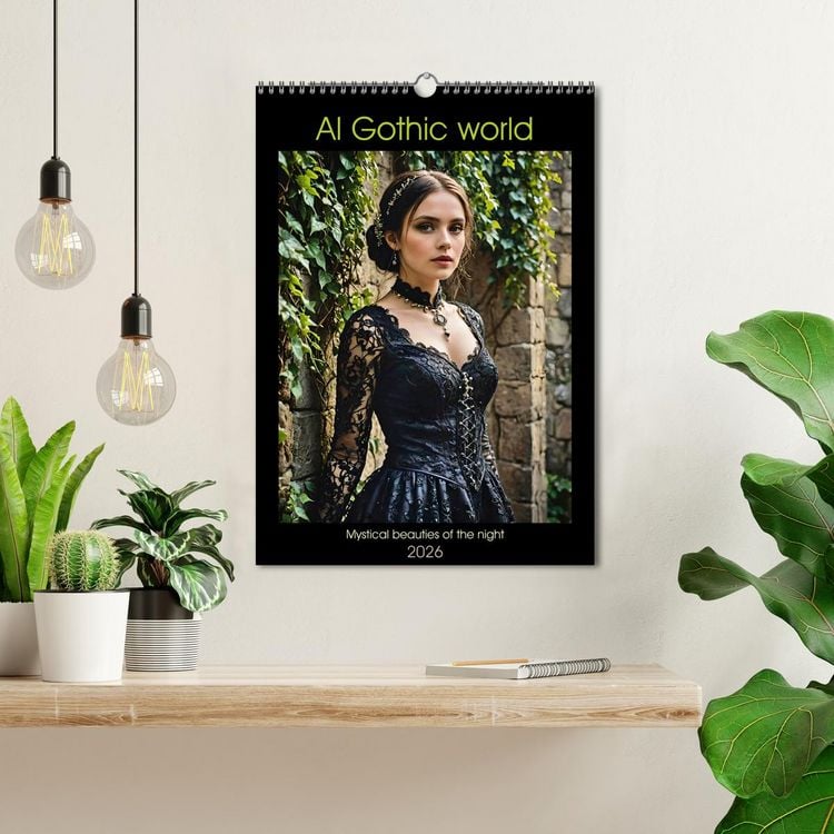 Produktbild: AI Gothic world - Mystical beauties of the night (Wall Calendar 2026 DIN A3 portrait), CALVENDO 12 Month Wall Calendar