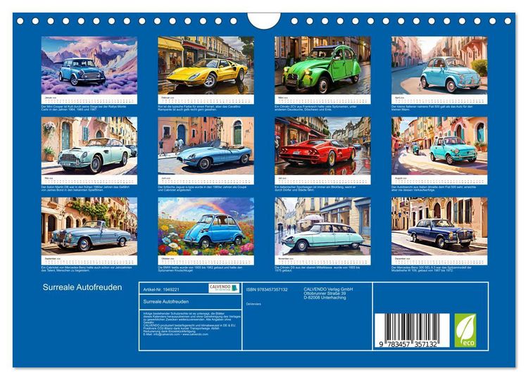 Produktbild: Surreale Autofreuden (Wandkalender 2026 DIN A4 quer), CALVENDO Monatskalender