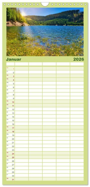 Produktbild: Familienplaner 2026 - Gew&auml;sser in S&uuml;dth&uuml;ringen mit 5 Spalten (Wandkalender, 21 x 45 cm) CALVENDO