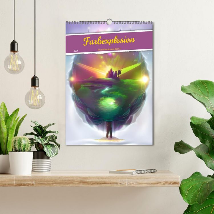 Produktbild: Farbexplosion - Kunterbuntes aus der KI (Wandkalender 2026 DIN A3 hoch), CALVENDO Monatskalender