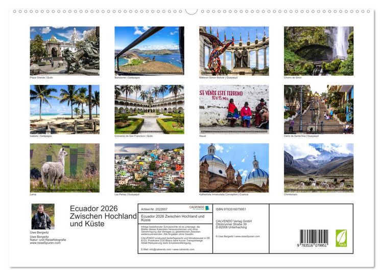 Produktbild: Ecuador 2026 Zwischen Hochland und K&uuml;ste (hochwertiger Premium Wandkalender 2026 DIN A2 quer), Kunstdruck in Hochglanz