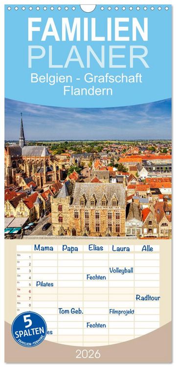 Produktbild: Familienplaner 2026 - Belgien - Grafschaft Flandern mit 5 Spalten (Wandkalender, 21 x 45 cm) CALVENDO