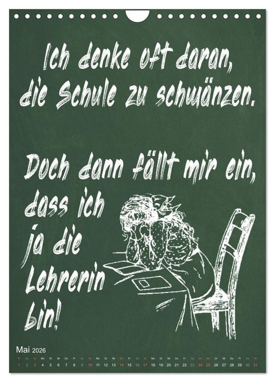 Produktbild: Coole Lehrerspr&uuml;che (Wandkalender 2026 DIN A4 hoch), CALVENDO Monatskalender