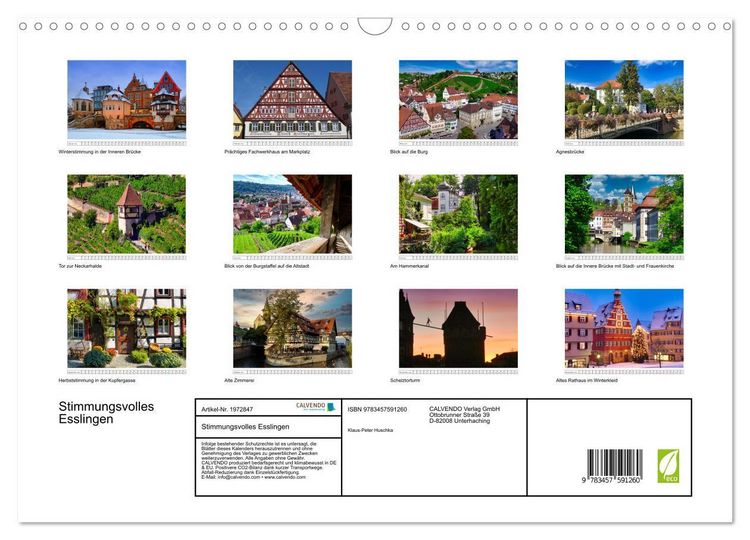 Produktbild: Stimmungsvolles Esslingen (Wandkalender 2026 DIN A3 quer), CALVENDO Monatskalender